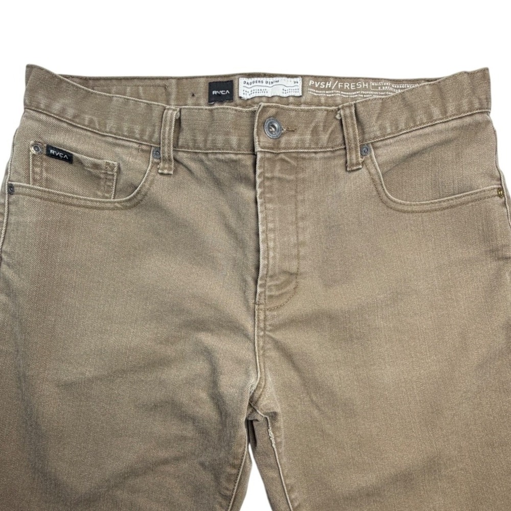 RVCA Mens Daggers Denim PVSH FRESH Slim Straight Jeans Tan Khaki Size 34x31